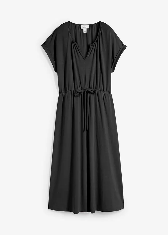 Jerseykleid aus fließendem Viskose-Mix in schwarz von vorne - bonprix Jerseykleid aus fließendem Viskose-Mix in schwarz von vorne - bonprix