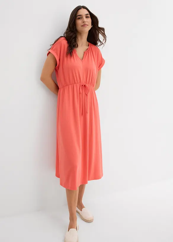 Jerseykleid aus fließendem Viskose-Mix in pink von vorne (Totalaufnahme) - bonprix Jerseykleid aus fließendem Viskose-Mix in pink von vorne (Totalaufnahme) - bonprix