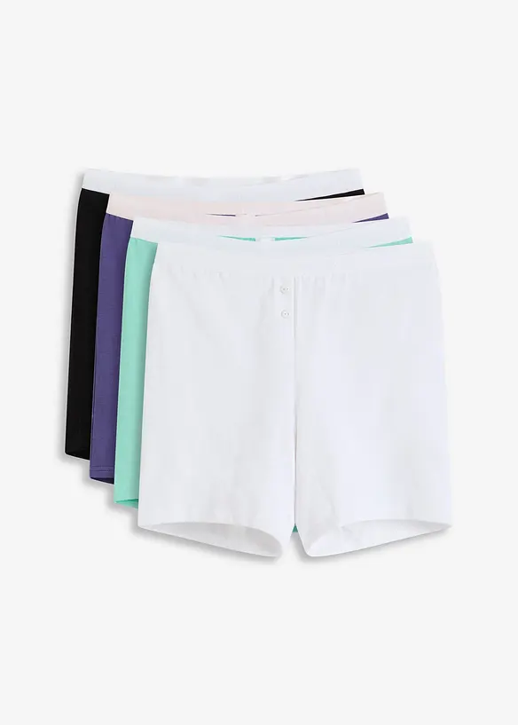 Mittellange Damen Boxer mit Bio-Baumwolle (4er Pack)  in blau von vorne - bonprix
