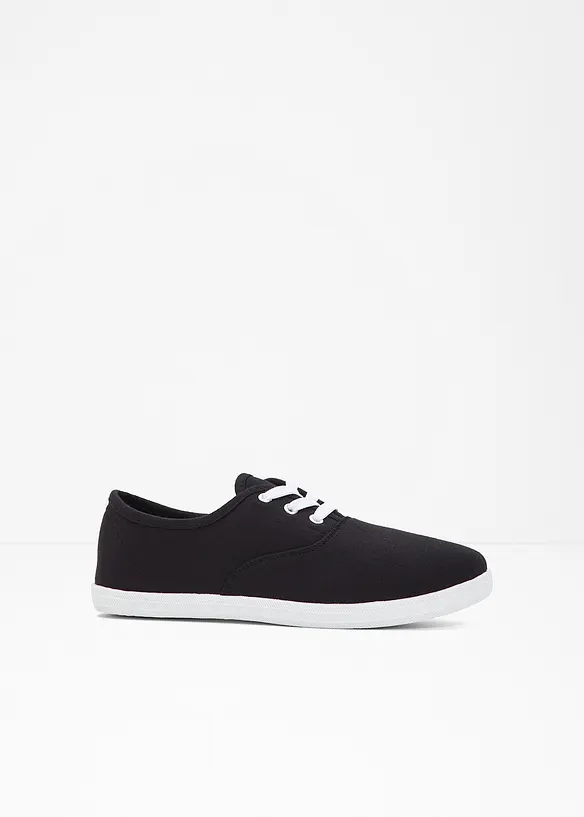 Sneaker aus Baumwoll-Canvas in schwarz von vorne - bonprix