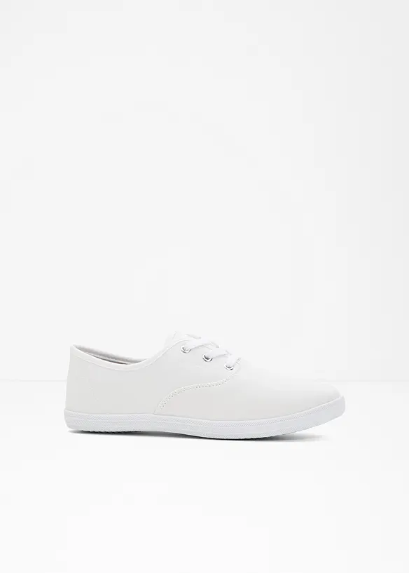 Sneaker aus Baumwoll-Canvas in weiß von vorne - bonprix
