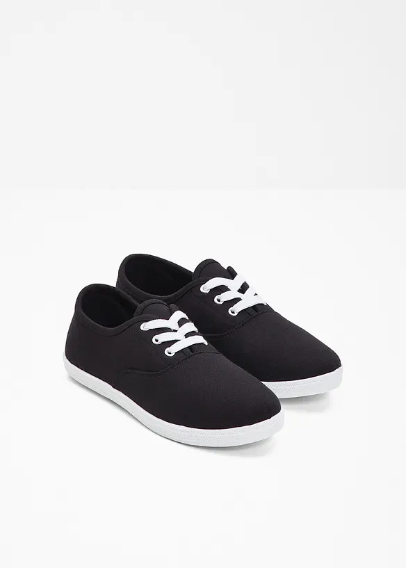 Sneaker aus Baumwoll-Canvas in schwarz - bonprix