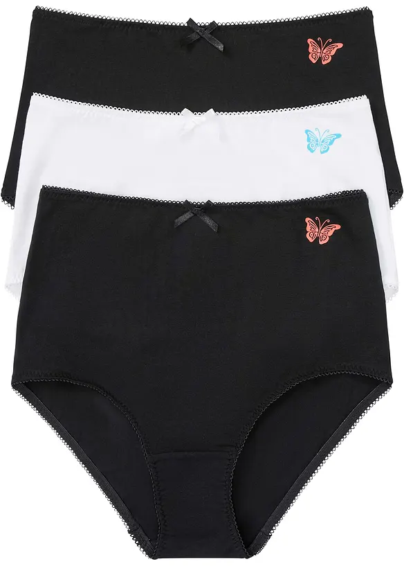 Highwaist Slip  mit Bio-Baumwolle (3er Pack) in schwarz von vorne - bonprix