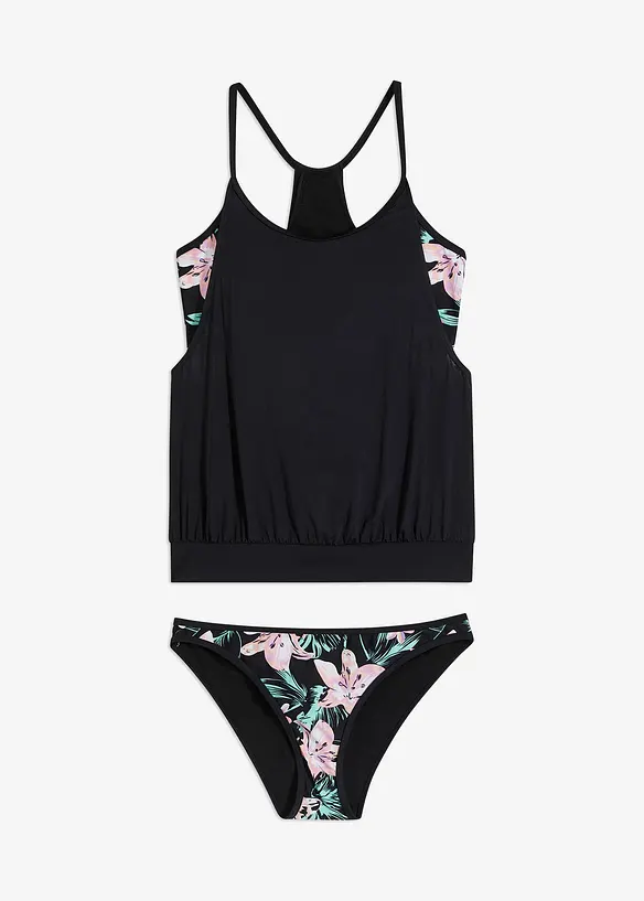 Oversize-Tankini (2-tlg. Set) im Lagenlook in schwarz von vorne - bonprix