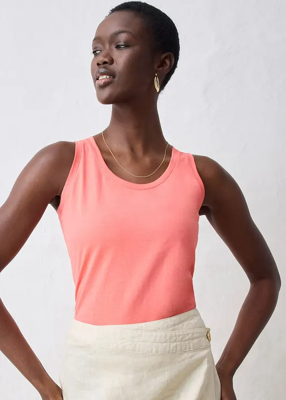 Tanktop mit Seidenanteil in pink von vorne (im Anschnitt) - bonprix Tanktop mit Seidenanteil in pink von vorne (im Anschnitt) - bonprix