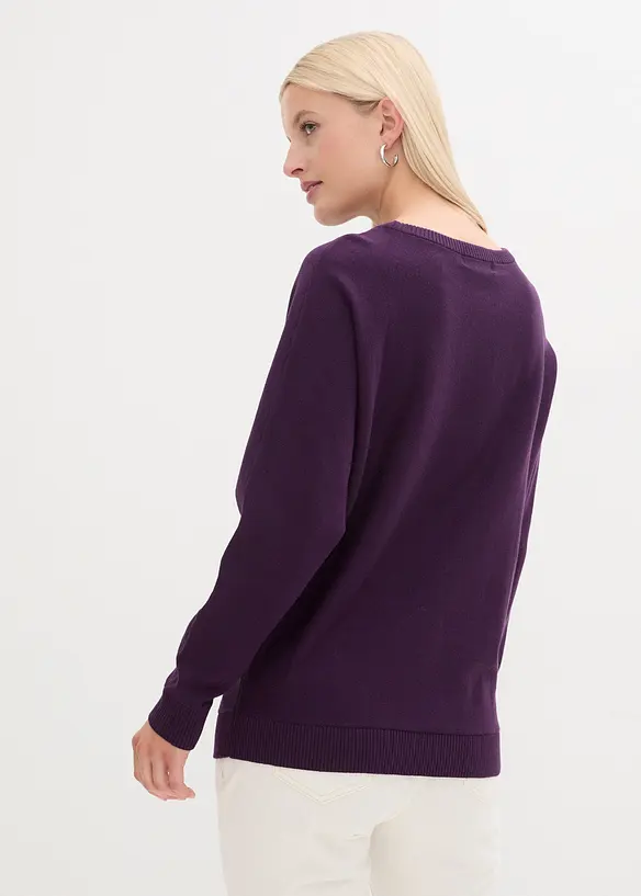 Pullover mit Fledermausärmeln in lila von hinten (im Anschnitt) - bonprix