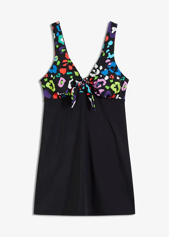 Badekleid mit kleiner Schleife in schwarz von vorne - bonprix