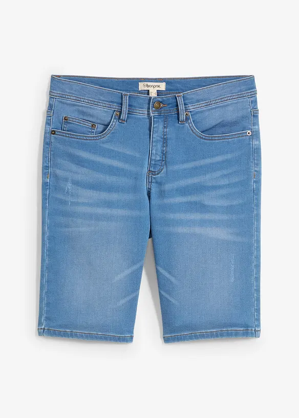 Sweat-Jeans-Bermuda m. Komfortschnitt in Regular-Fit in blau von vorne - bonprix