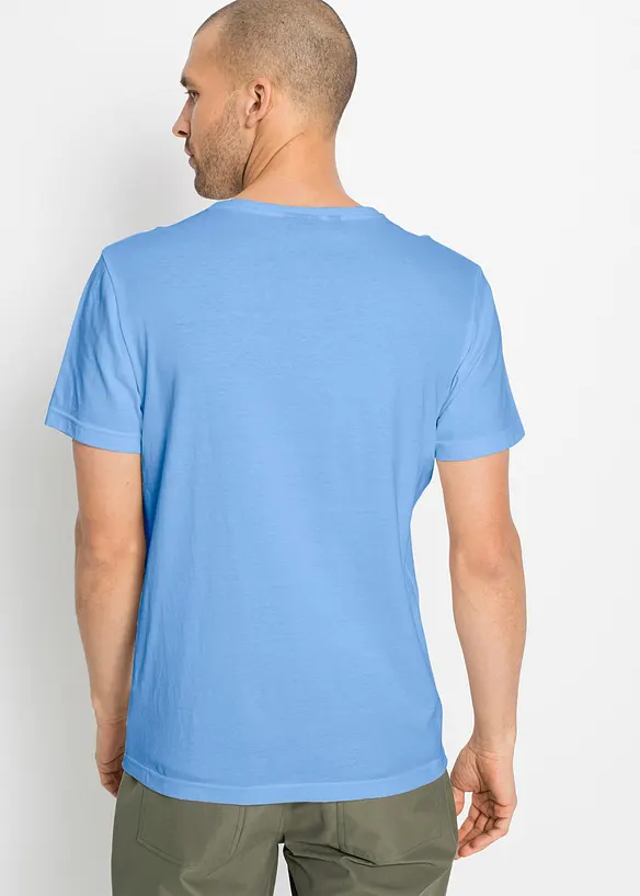 T-Shirt mit V-Ausschnitt (5er Pack) in blau von hinten (im Anschnitt) - bonprix