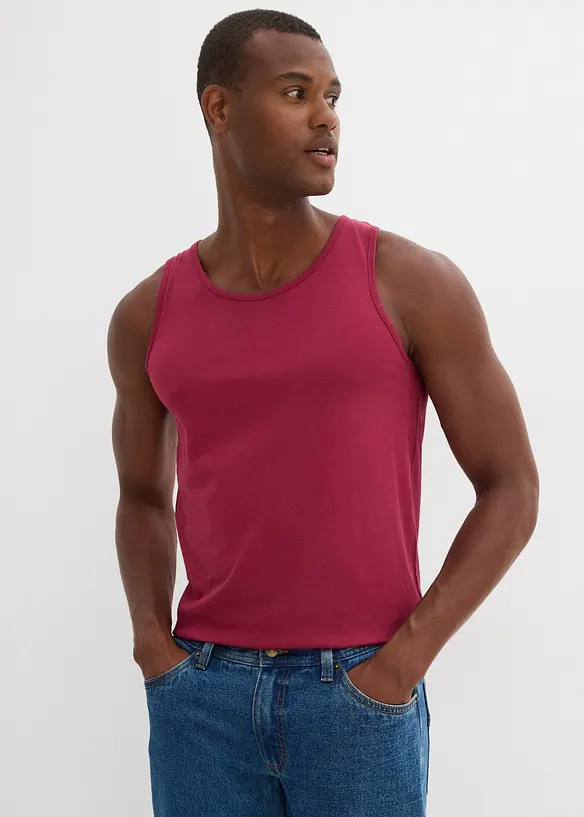 Tanktop in Regular Fit (3er Pack) in rot von vorne (im Anschnitt) - bonprix