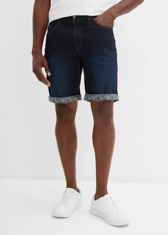 Stretch-Jeans-Bermuda, Regular Fit in blau von vorne - bonprix