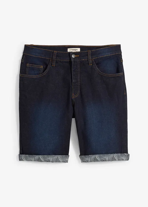Stretch-Jeans-Bermuda, Regular Fit in blau von vorne - bonprix