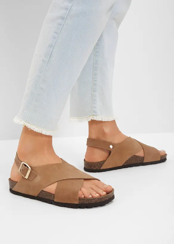 Sandalen aus Leder in braun - bonprix