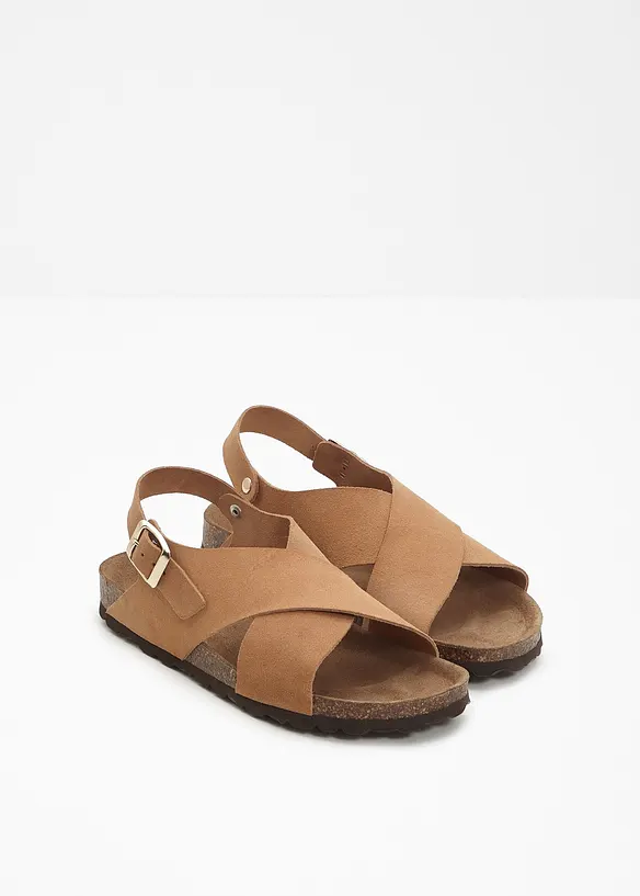 Sandalen aus Leder in braun - bonprix