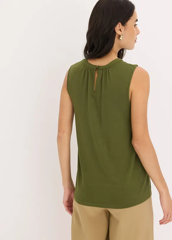 Jersey Blusentop in grün von hinten (im Anschnitt) - bonprix