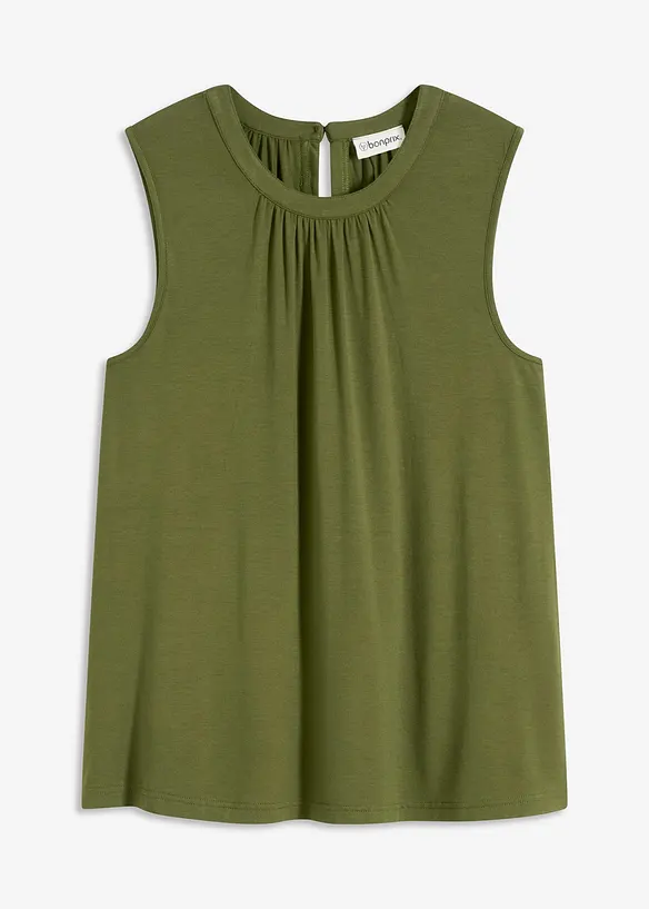 Jersey Blusentop in grün von vorne - bonprix