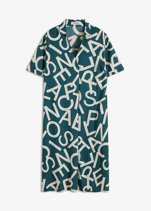 Kleid aus fließender Viskose in petrol von vorne - bonprix
