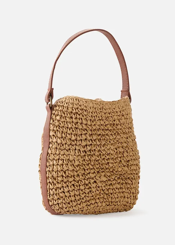 Strohbeuteltasche in beige von hinten - bonprix