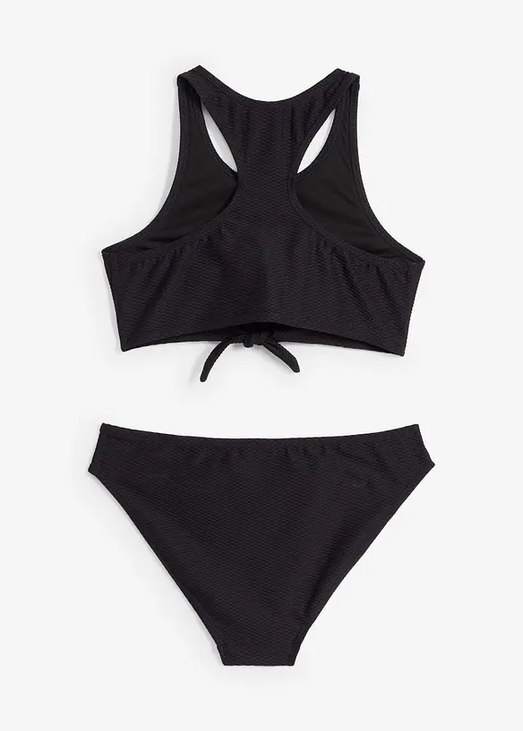 Bikini in strukturiertem Material (2-tlg.Set) in schwarz von hinten - bonprix