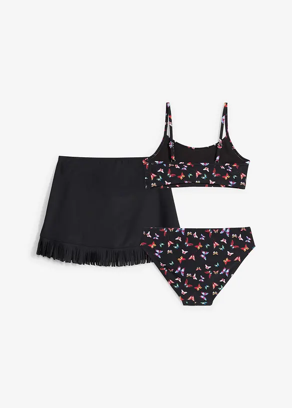 Bikini und Rock (3-tlg.Set) in schwarz von hinten - bonprix
