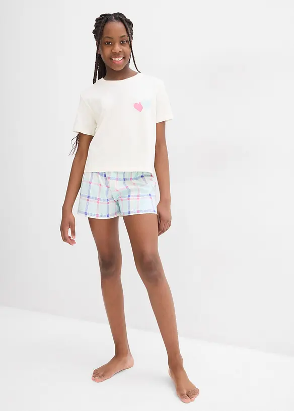 Shorty aus reiner Bio-Baumwolle (4-tlg. Set) in lila von vorne (Totalaufnahme) - bonprix