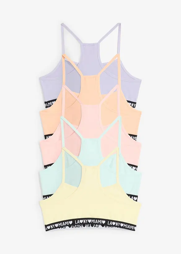 Bustier mit weicher Bio-Baumwolle (5er Pack) in gelb von hinten - bonprix