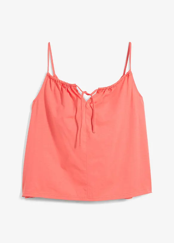 Spaghettiträger-Top mit Seidenanteil in pink von vorne - bonprix