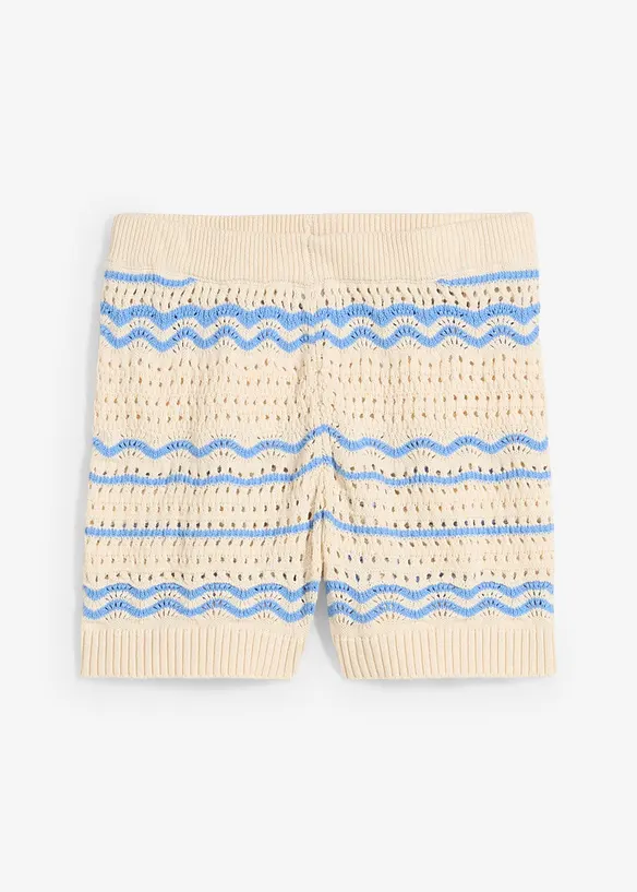 Strick-Shorts aus luftigem Baumwoll-Leinen-Mix in beige von vorne - bonprix Strick-Shorts aus luftigem Baumwoll-Leinen-Mix in beige von vorne - bonprix