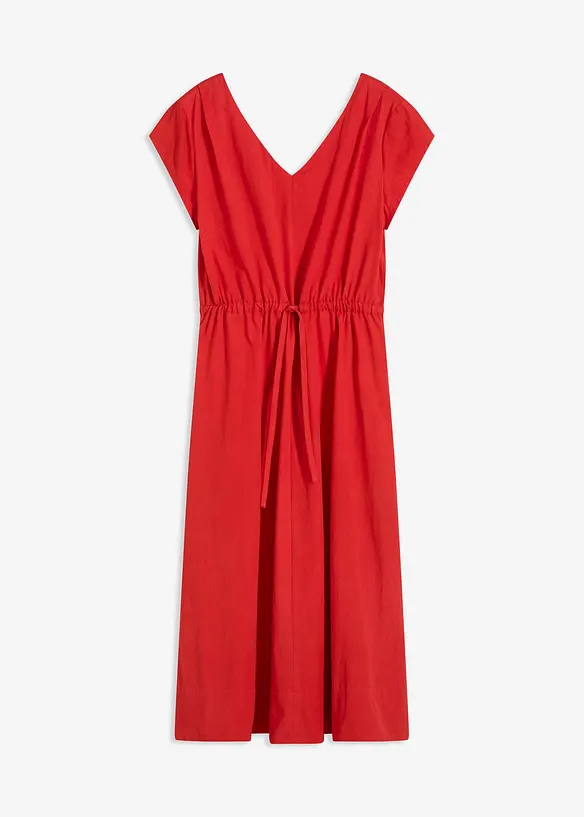 Baumwoll-Popeline- Kleid mit variablem Zugband in rot von vorne - bonprix