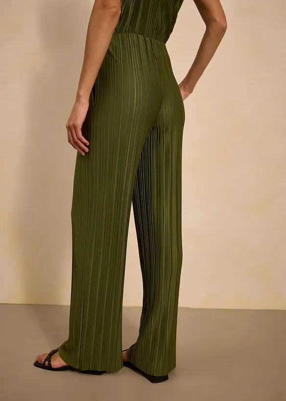 Jersey-Hose mit Plissee in grün von hinten - bonprix Jersey-Hose mit Plissee in grün von hinten - bonprix