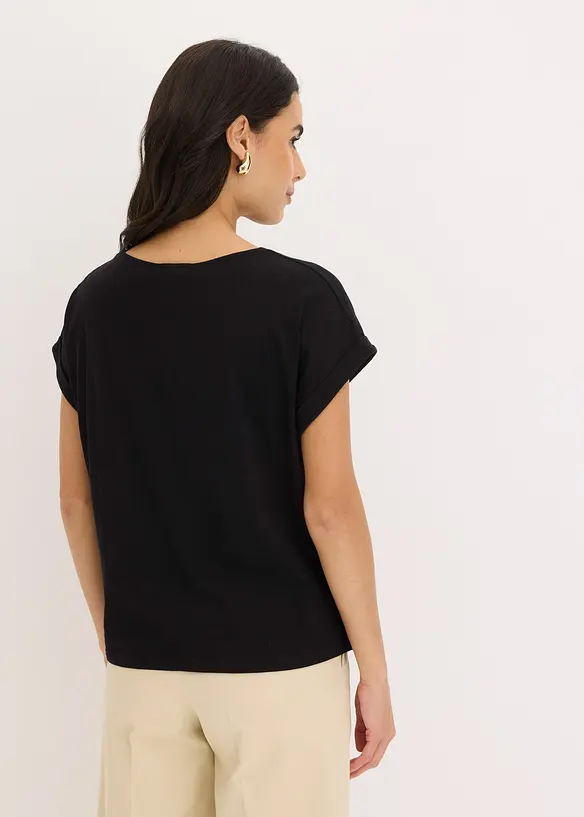 Shirt aus Baumwolle mit Nietenapplikation in schwarz von hinten (im Anschnitt) - bonprix Shirt aus Baumwolle mit Nietenapplikation in schwarz von hinten (im Anschnitt) - bonprix