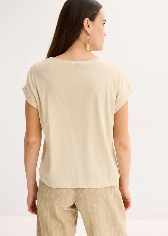 Shirt aus Baumwolle mit Nietenapplikation in beige von hinten (im Anschnitt) - bonprix Shirt aus Baumwolle mit Nietenapplikation in beige von hinten (im Anschnitt) - bonprix