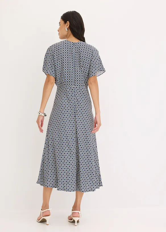 Kleid aus fließender Viskose in beige von hinten (Totalaufnahme) - bonprix Kleid aus fließender Viskose in beige von hinten (Totalaufnahme) - bonprix