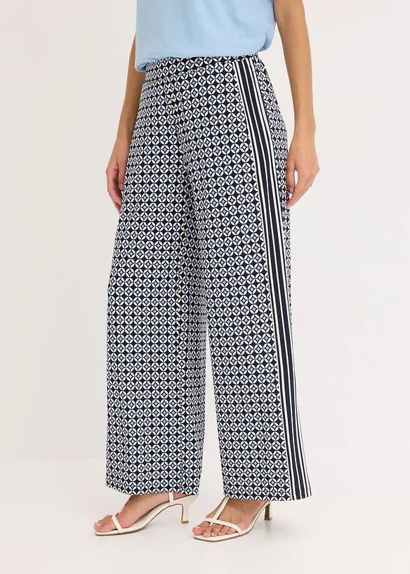 Jersey-Hose mit Minimaldesign in blau von vorne - bonprix