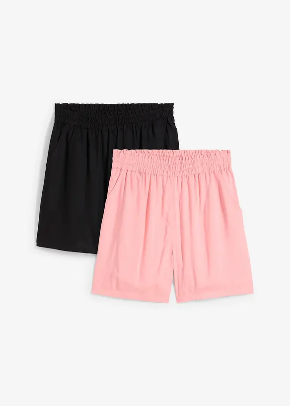 Schlupf-Shorts aus softer Viskose (2er Pack) in schwarz von vorne - bonprix