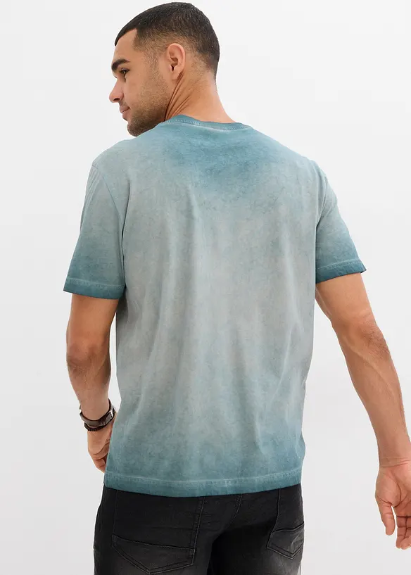 T-Shirt in gewaschener Optik aus Bio-Baumwolle in grün von hinten (im Anschnitt) - bonprix