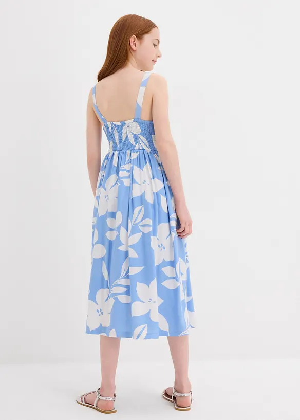 Kleid aus fließender Viskose in blau von hinten (Totalaufnahme) - bonprix