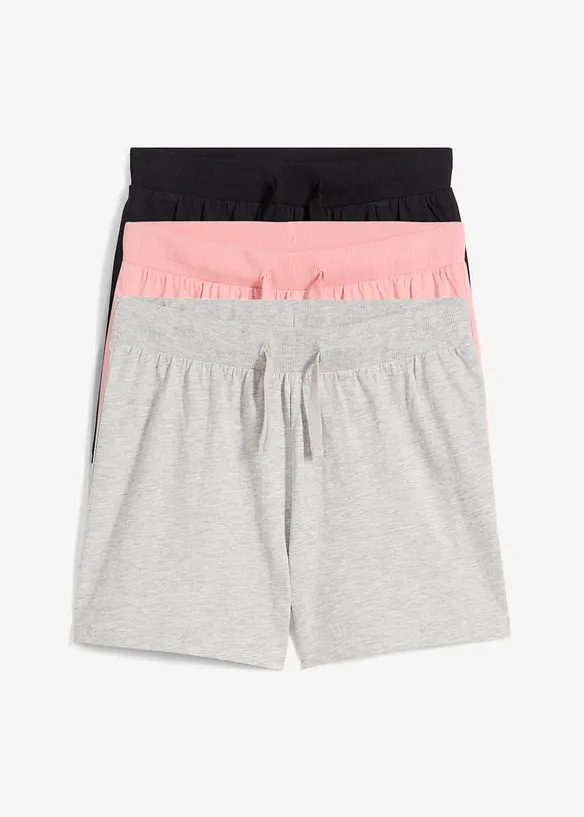 Jersey-Shorts (3er Pack) aus reiner Bio-Baumwolle in schwarz von vorne - bonprix
