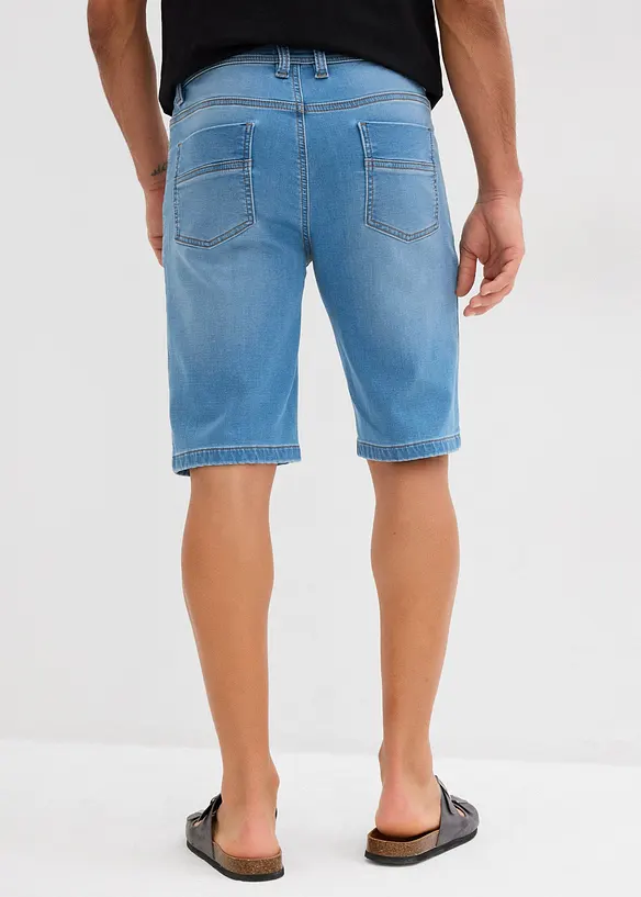 Sweat-Jeans-Bermuda, Slim Fit (2er Pack) in blau von hinten - bonprix