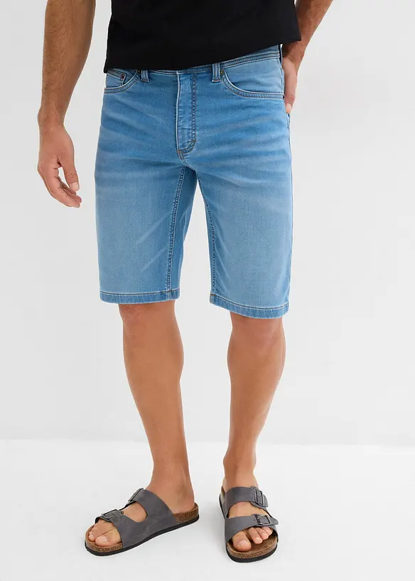 Sweat-Jeans-Bermuda, Slim Fit (2er Pack) in blau von vorne - bonprix