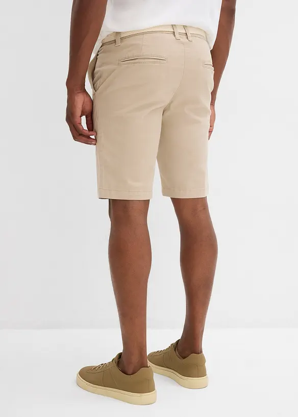 Stretch-Bermuda mit Gürtel in Regular Fit in beige von hinten - bonprix