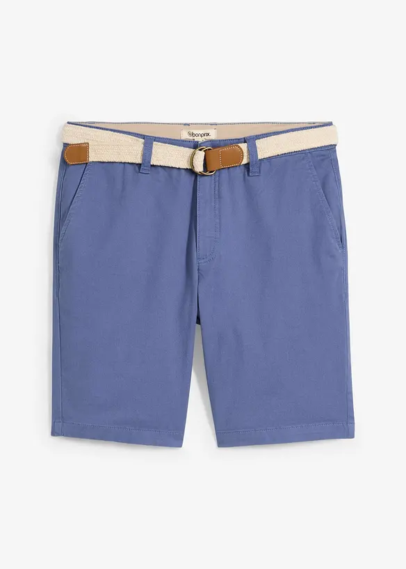 Stretch-Bermuda mit Gürtel in Regular Fit in blau von vorne - bonprix