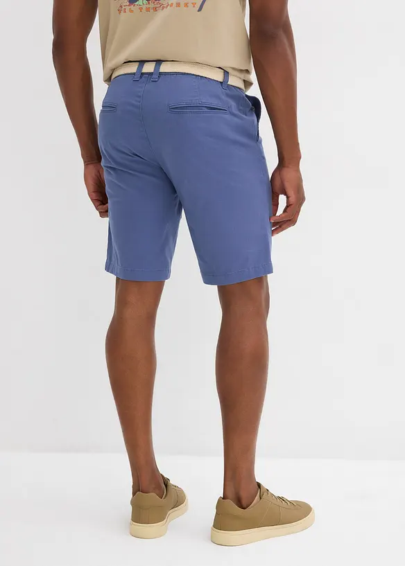 Stretch-Bermuda mit Gürtel in Regular Fit in blau von hinten - bonprix