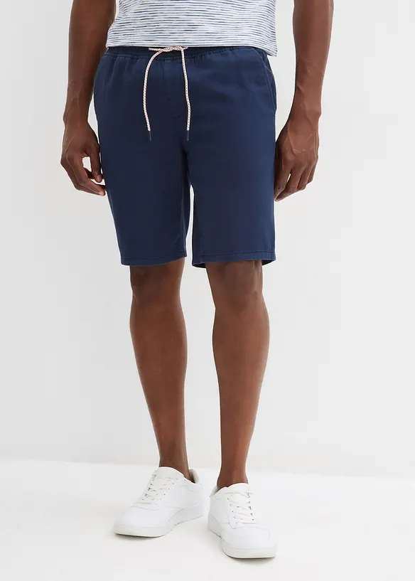 Schlupf-Bermuda aus reiner Baumwolle in Regular Fit in blau von vorne - bonprix