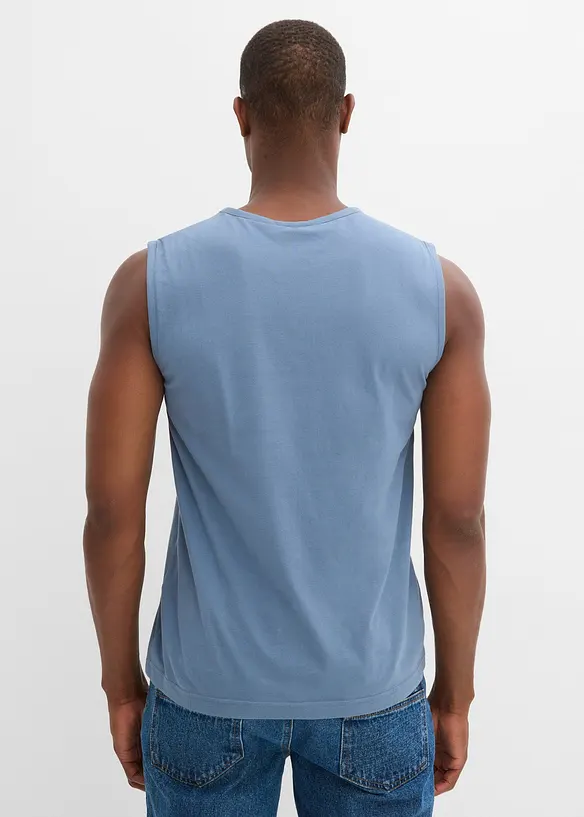 Muskelshirt aus reiner Bio-Baumwolle in blau von hinten (im Anschnitt) - bonprix