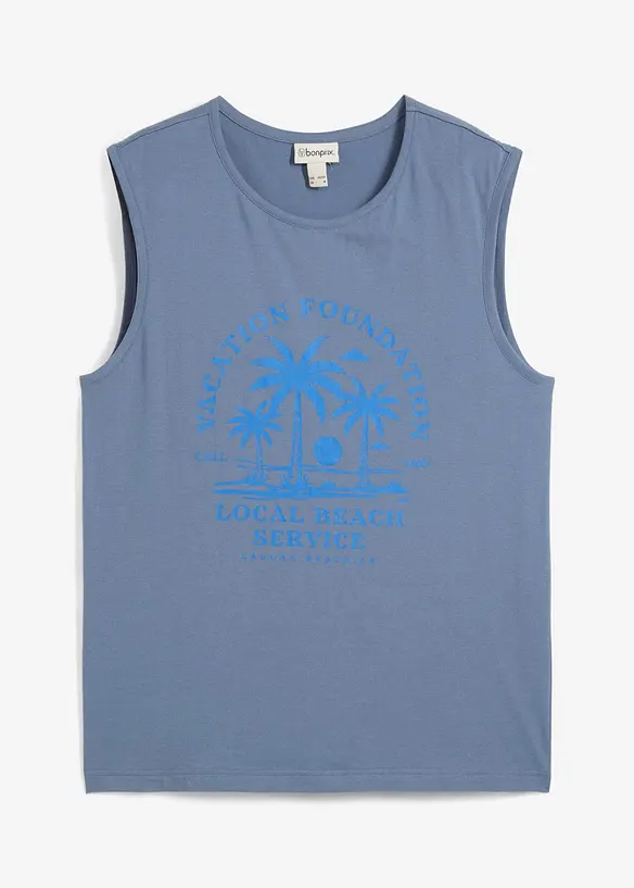 Muskelshirt aus reiner Bio-Baumwolle in blau von vorne - bonprix