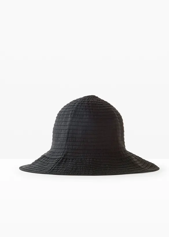 Fischerhut im Lamellen Look in schwarz von vorne - bonprix