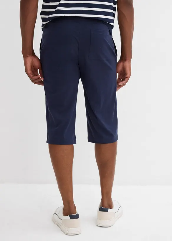 Jersey-Longshorts aus reiner Bio-Baumwolle (2er Pack) in blau von hinten - bonprix
