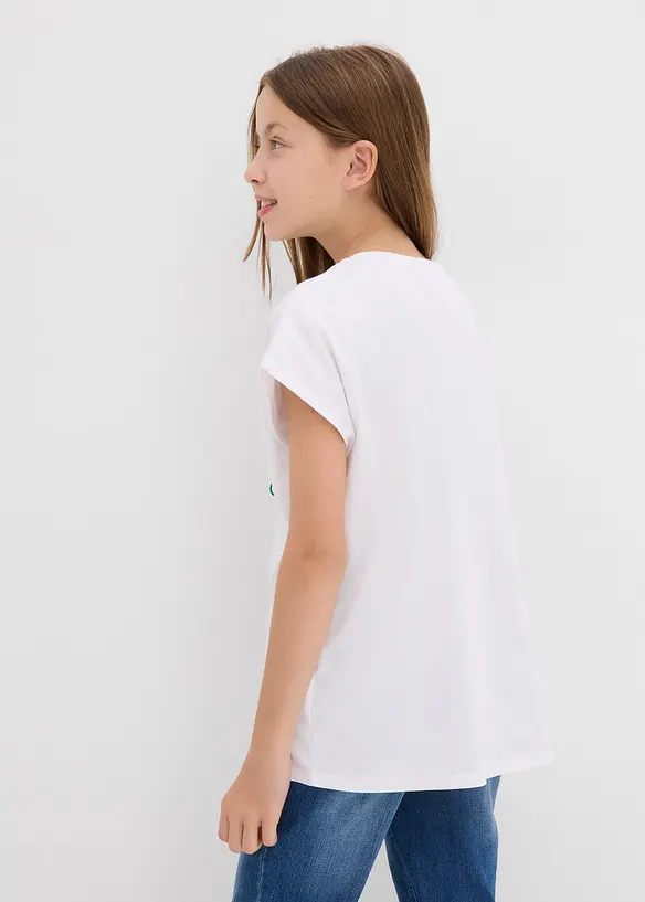 Smiley Shirt aus reiner Baumwolle in weiß von hinten (im Anschnitt) - SmileyWorld