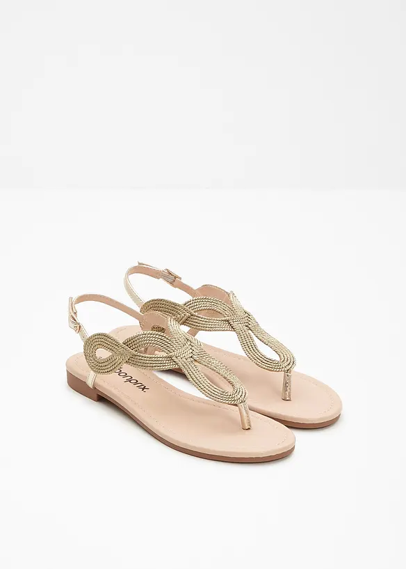 Zehenstegsandalen in Metallic-Optik in gold - bonprix